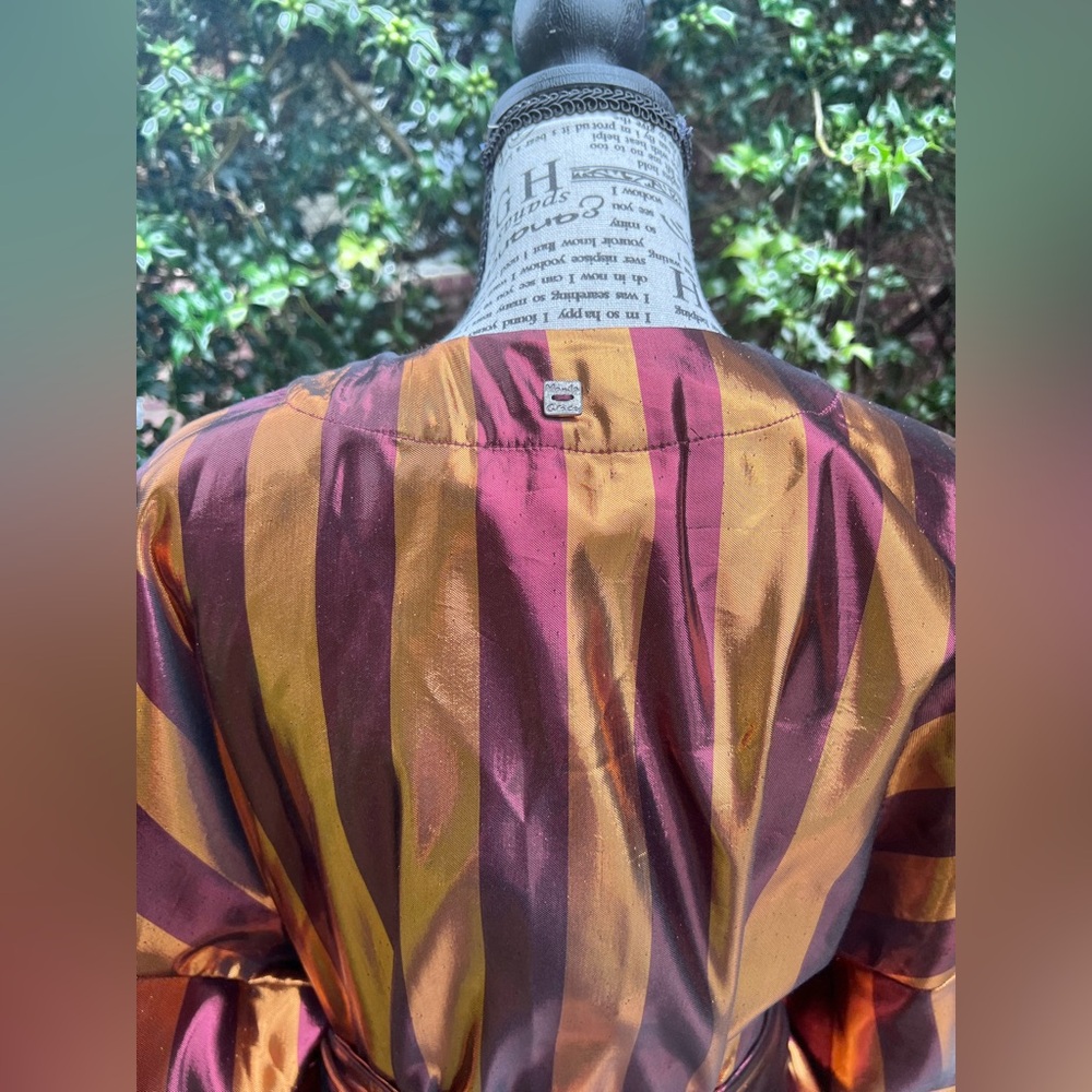 Manila Grace Metallic Striped Burgundy Orange Robe Coat Duster IT 44 fits 6-8 - Picture 8 of 16